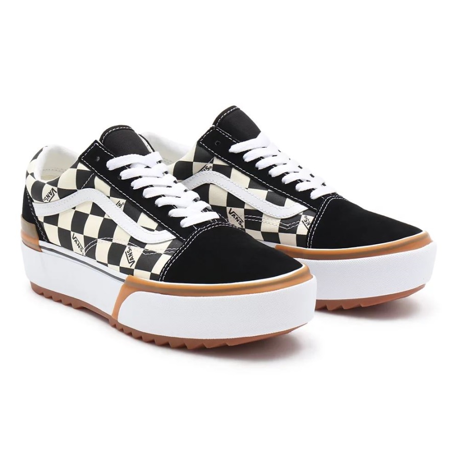 Vans Checkerboard Old Skool Stacked Shoes Black-White