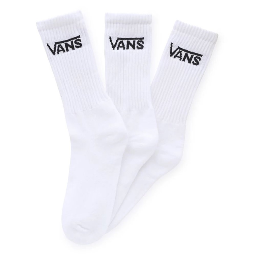 Vans Classic Crew Socks (3 Pairs) White Women