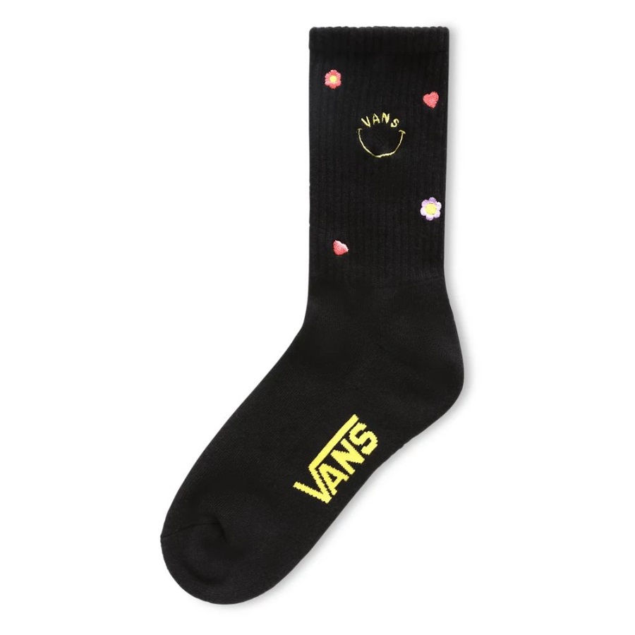 Vans Embroidered Crew Socks (1 Pair) Black
