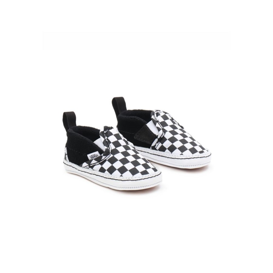Vans Infant Checker Slip-On V Crib Shoes (0-1 Year) Black