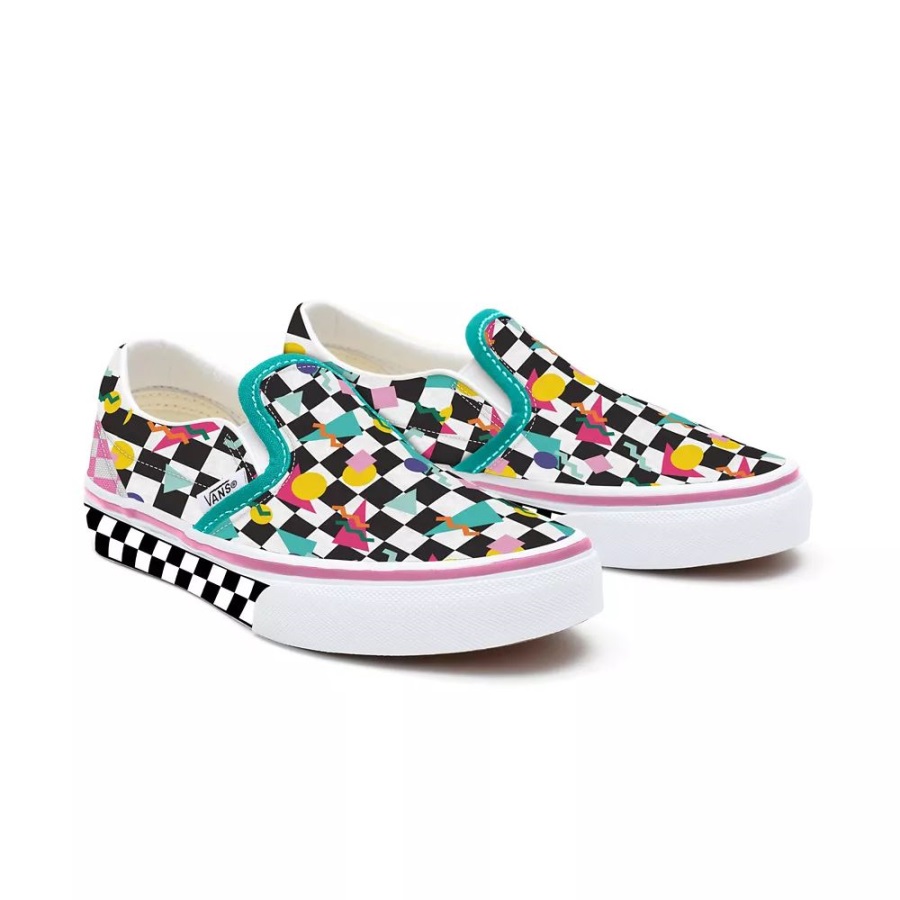 Vans Kids Customs Geometric Checkerboard Slip-On Shoes (4-8 Years)