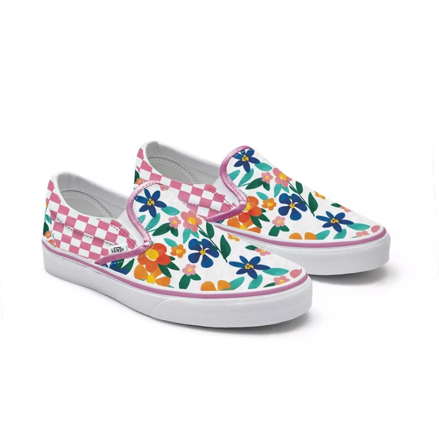 Vans Kids Customs Painted Floral Slip-On Shoes (4-8 Years)