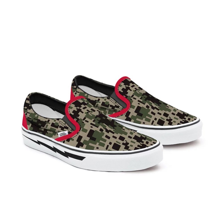 Vans Kids Customs Pixel Camo Slip-On Shoes (4-8 Years)