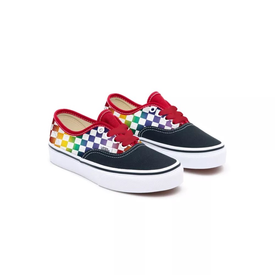Vans Kids Customs Rainbow Checkerboard Authentic Shoes (4-8 Years)