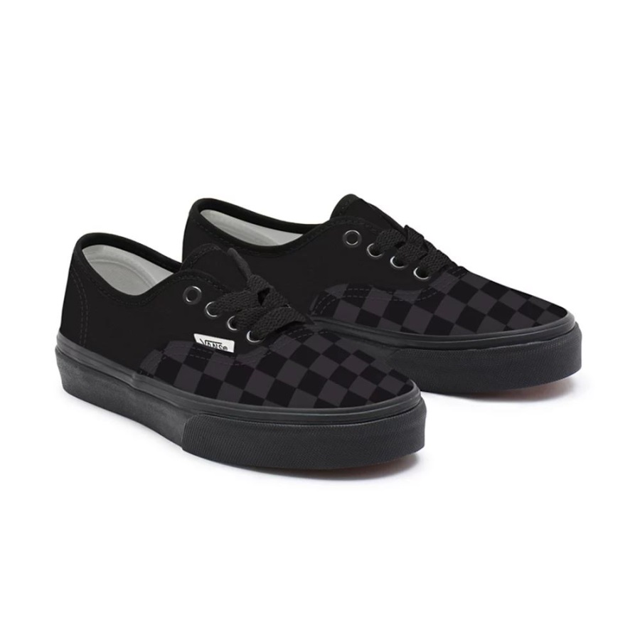 Vans Kids Customs Total Black Checkerboard Authentic (4-8 Years)