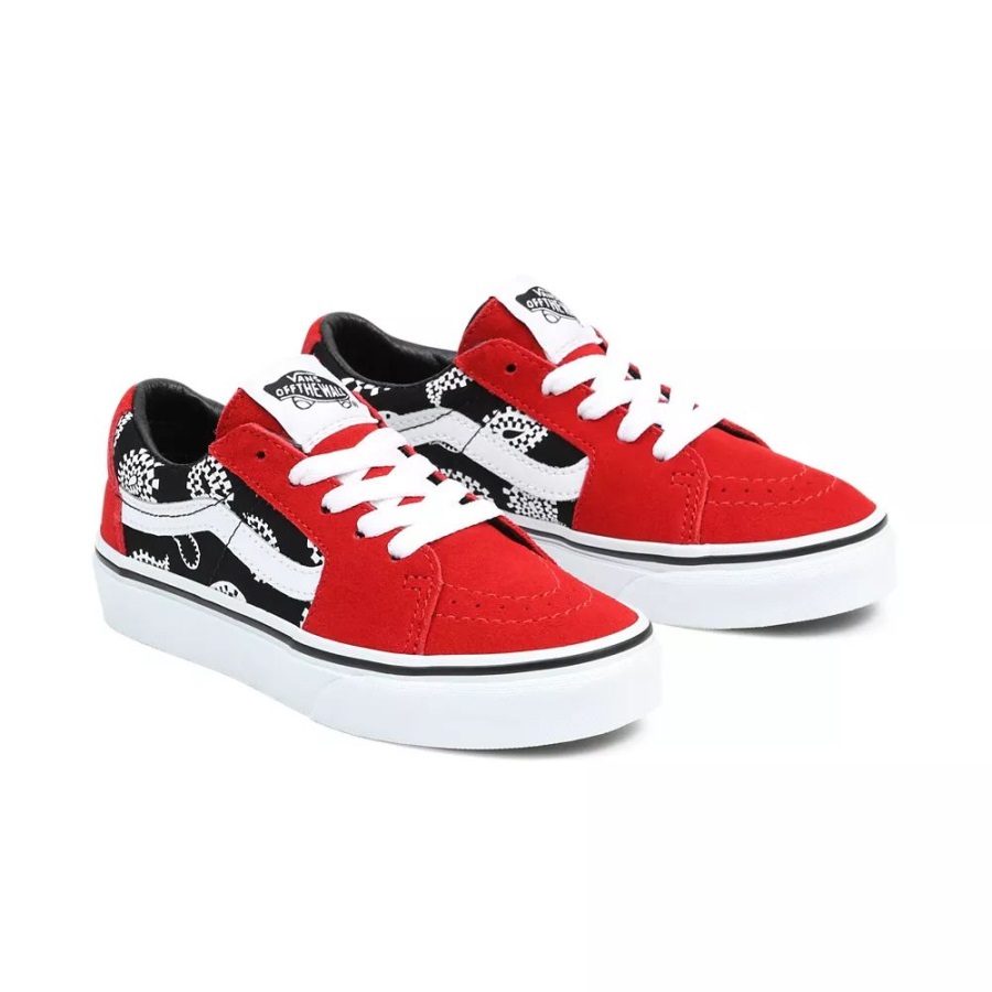 Vans Kids Sk8-Low Shoes (4-8 Years) Black-Red