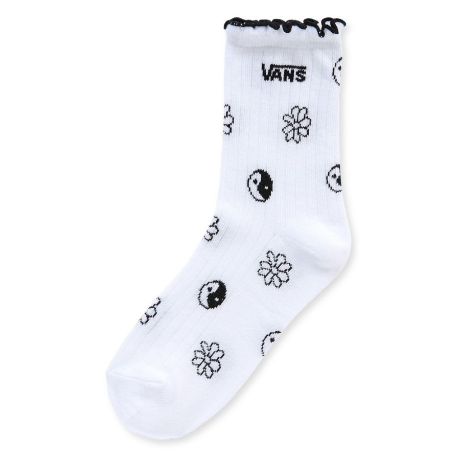 Vans Ruffle Crew Socks (1 Pair) White