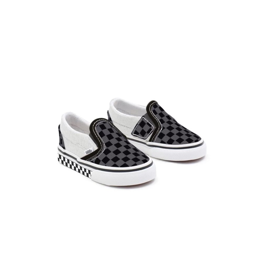 Vans Toddler Customs Black Checkerboard Slip-On Shoes (1-4 Years)
