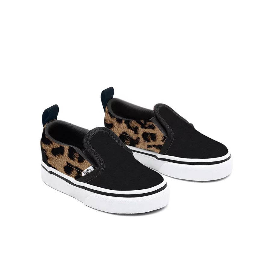 Vans Toddler Customs Black Leopard Slip-On Shoes (1-4 Years)
