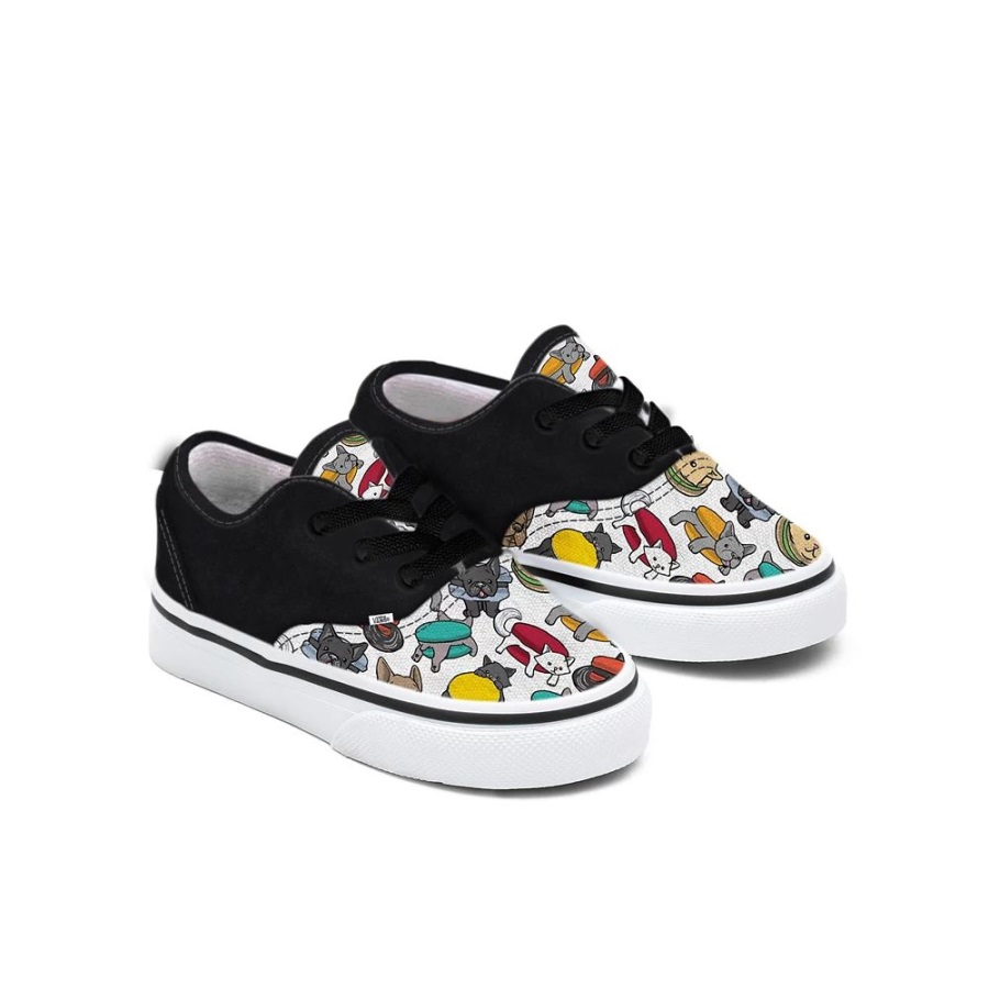 Vans Toddler Customs Black Macaron Pets Authentic Shoes (1-4 Years)