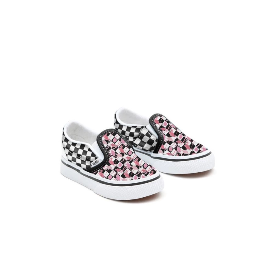 Vans Toddler Customs Flamingos Checkerboard Slip-On Shoes (1-4 Years)