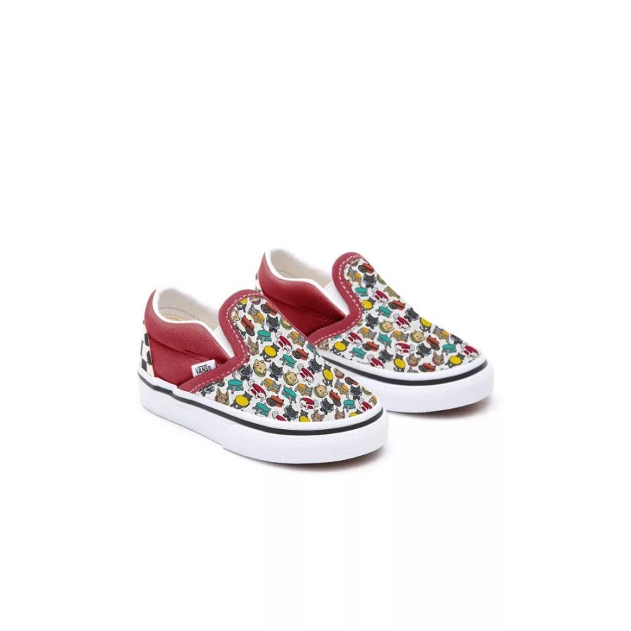 Vans Toddler Customs Macaron Pets Checkerboard Slip-On Shoes (1-4 Years)