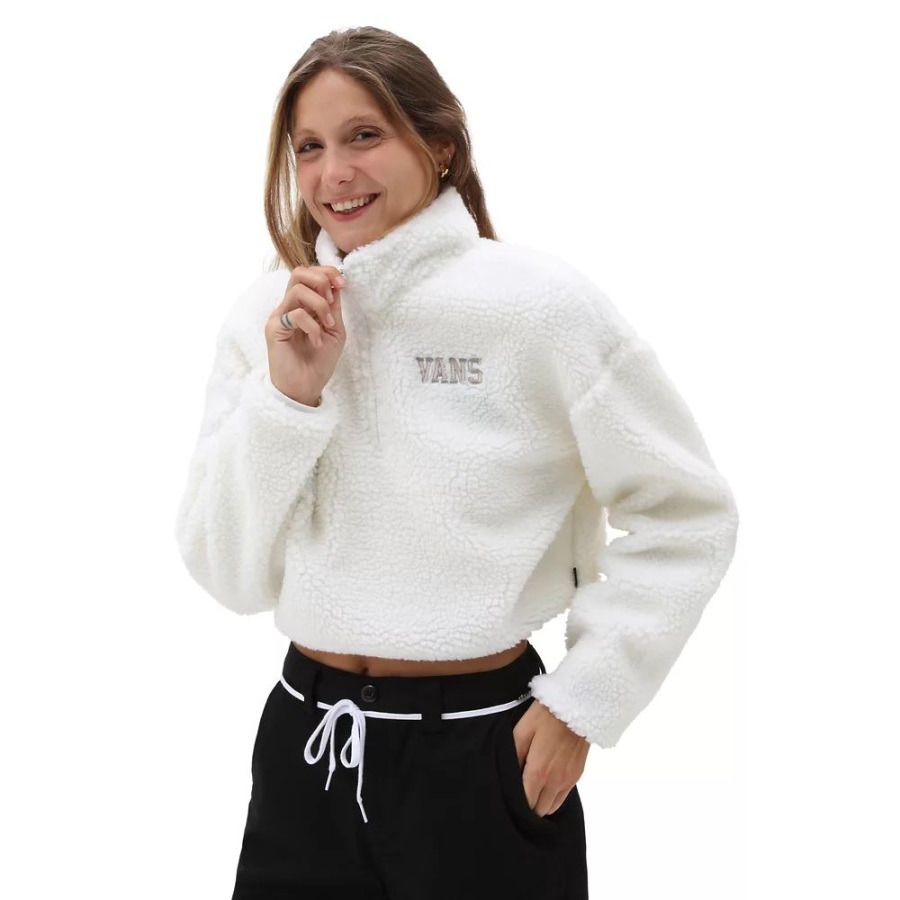 Vans Varsity Warm-Up Half Zip Crop Pullover White