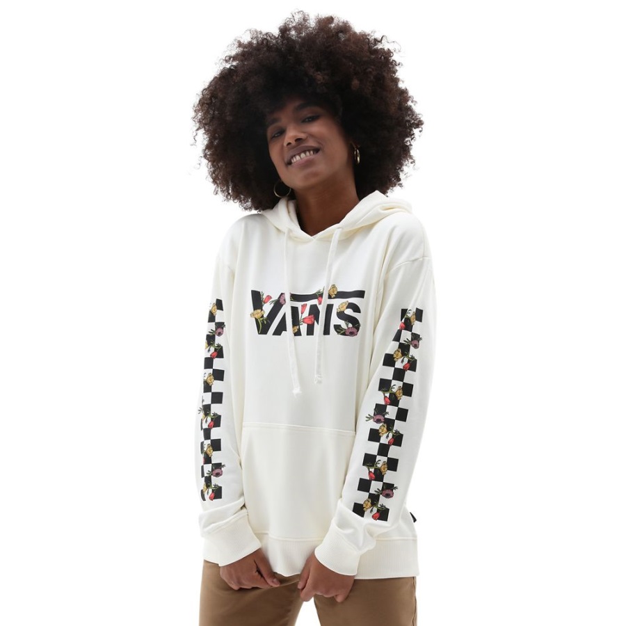 Vans Wyld Tangle Poppy BFF Long Sleeve Hoodie White