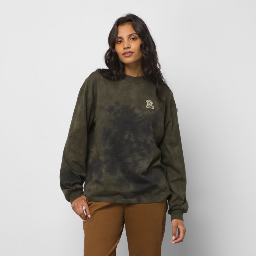 Vans Checky Mock Neck Bloussant Sleeve Tee Grape Leaf