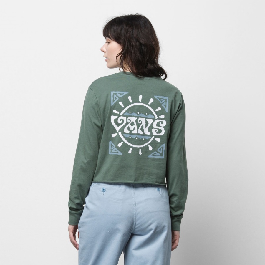 Vans Colima Long Sleeve BFF Crop Tee Duck Green