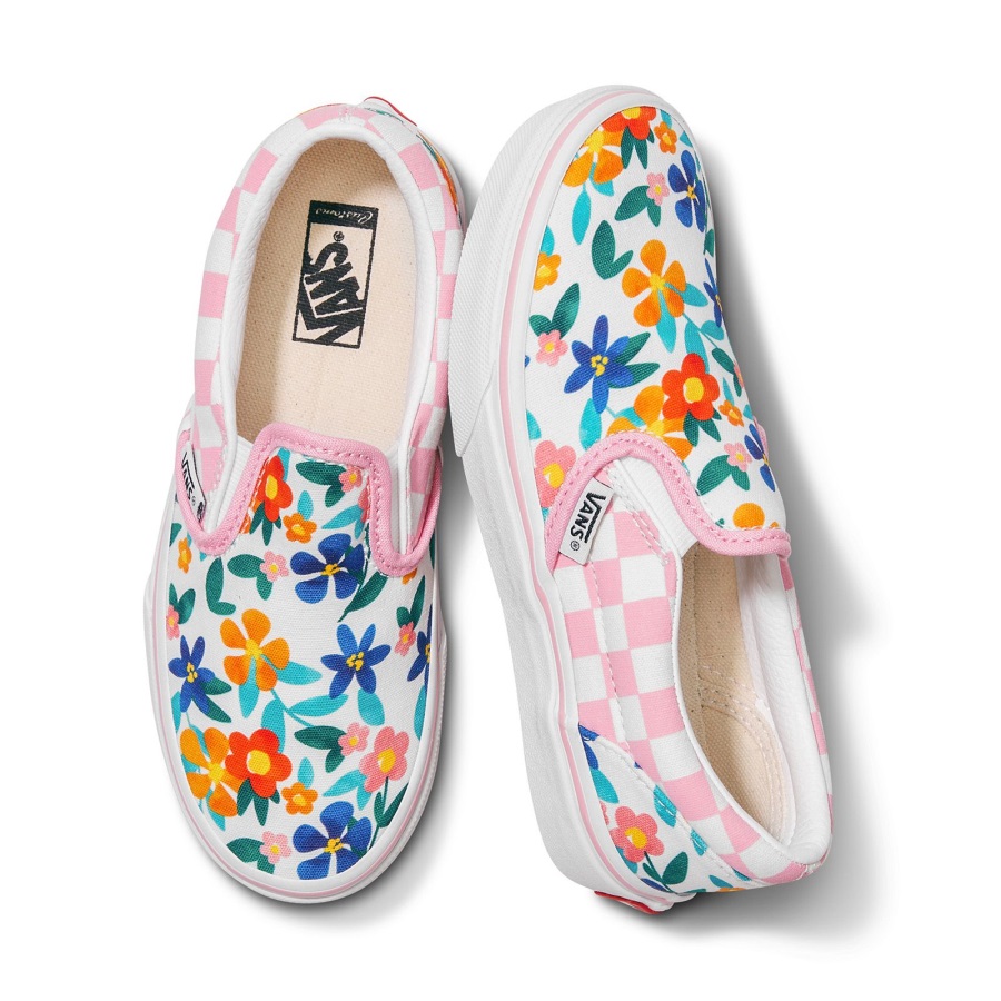 Vans Customs Kids Painted Floral Slip-On