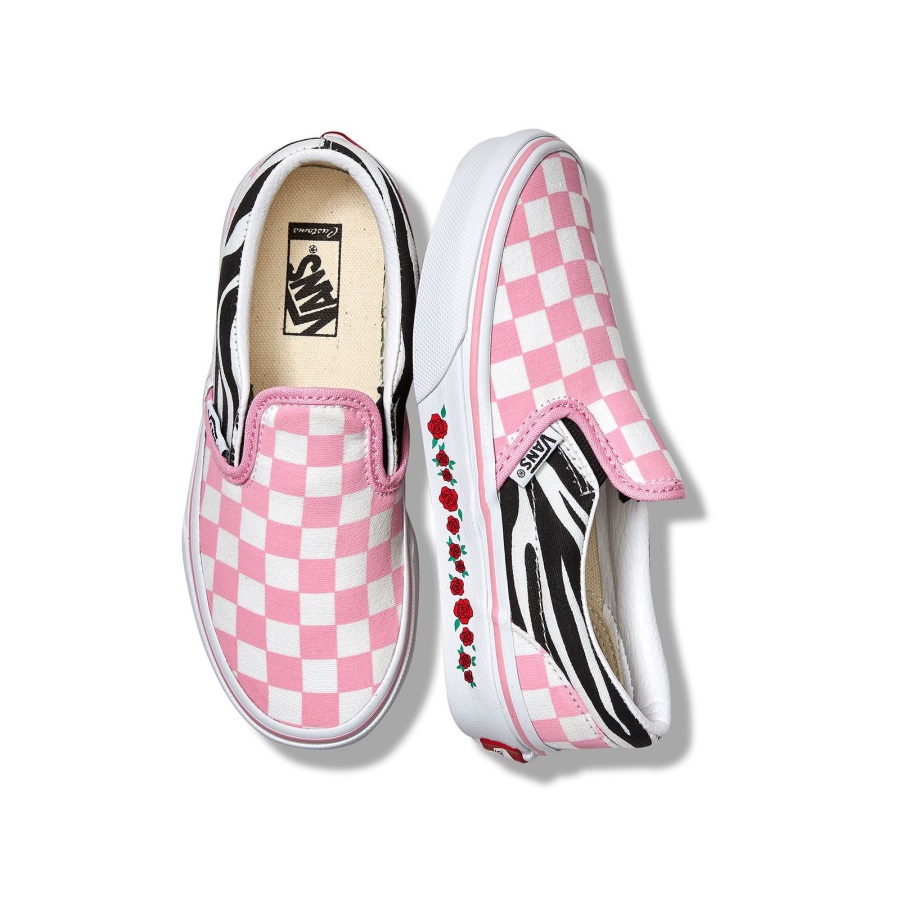 Vans Customs Kids Prism Pink Checkerboard Slip-On