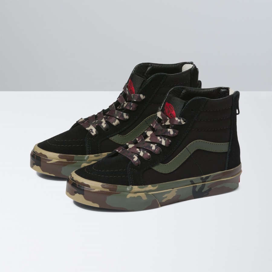 Vans Kids Camo Sidewall Sk8-Hi Zip Black