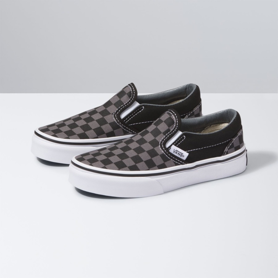 Vans Kids Checkerboard Slip-On Black-Pewter