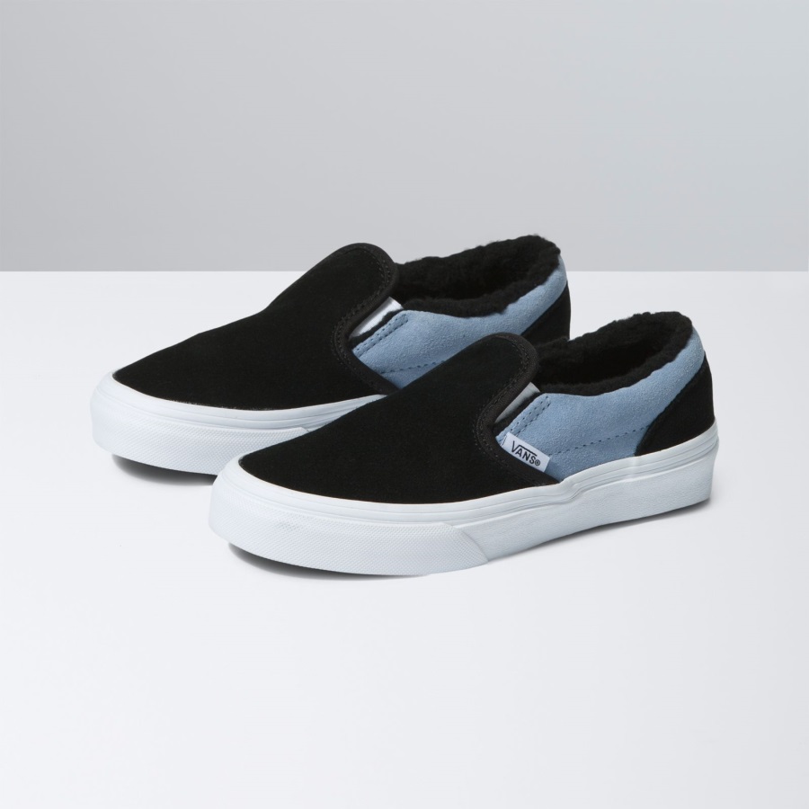 Vans Kids Classic Slip-On Sherpa Suede Ashley Blue