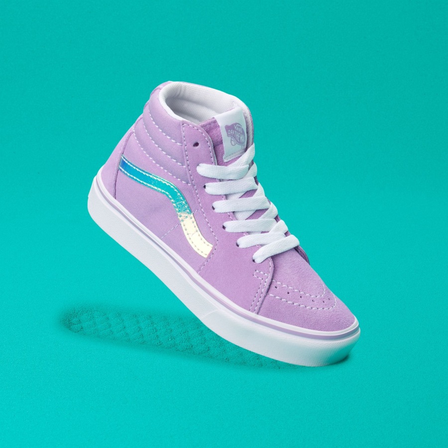 Vans Kids ComfyCush Sk8-Hi Iridescent Sheer Lilac