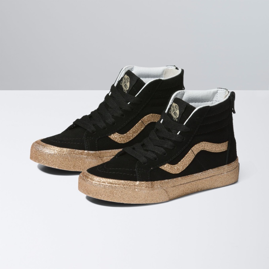 Vans Kids Party Glitter Sk8-Hi Zip Black-Gold