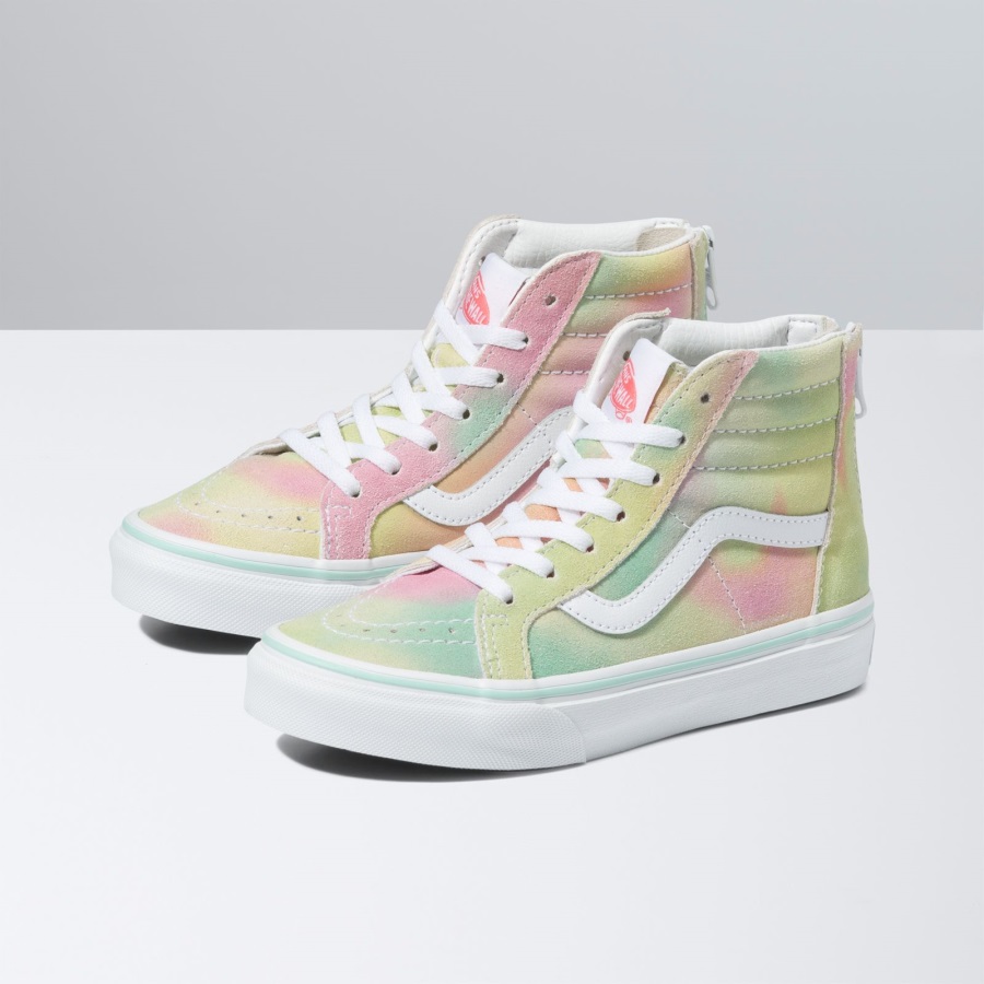 Vans Kids Rainbow Suede Sk8-Hi Zip Pastel Multi