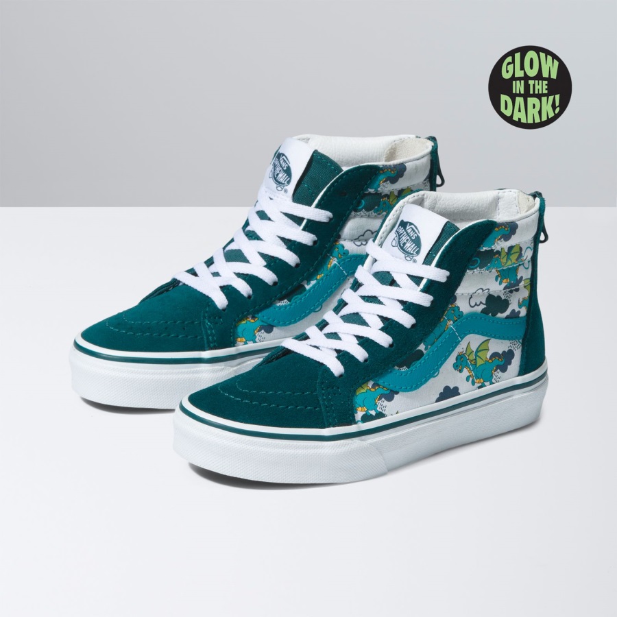 Vans Kids Sk8-Hi Zip Mythical Glow Deep Teal