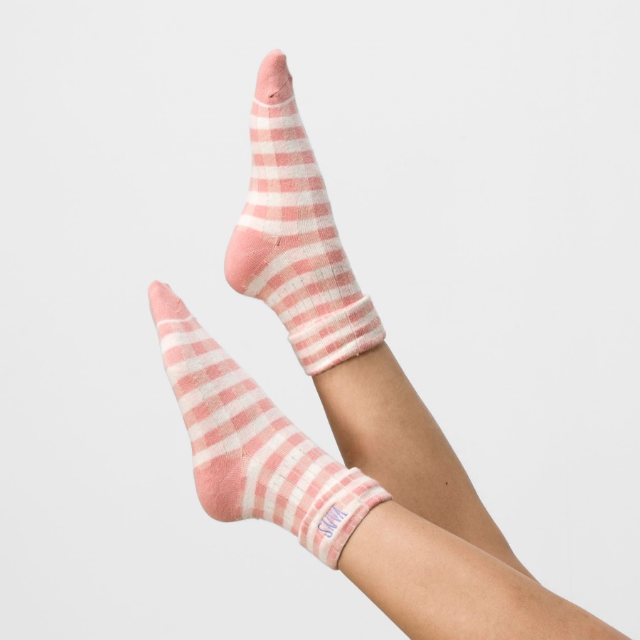 Vans Mixed Up Gingham Check Sock Size 6.5-10 Rosette