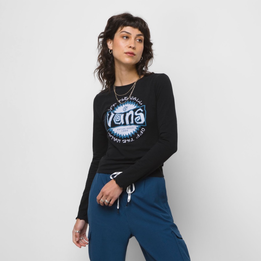 Vans Radio High Tide Lettuce Edge Long Sleeve Tee Black