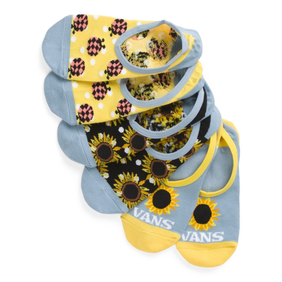 Vans Sunflower Mix Canoodle Sock 3 Pack 6.5-10 Black-Ashley Blue