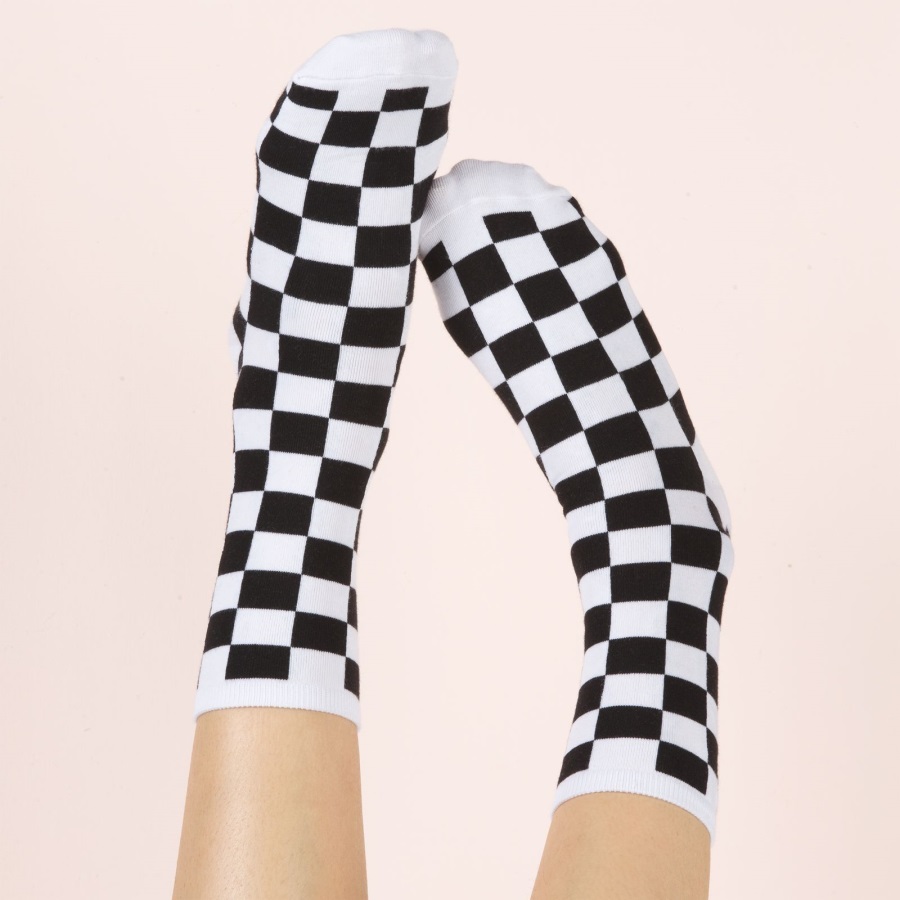 Vans Ticker Sock Size 6.5-10 Black Checkerboard