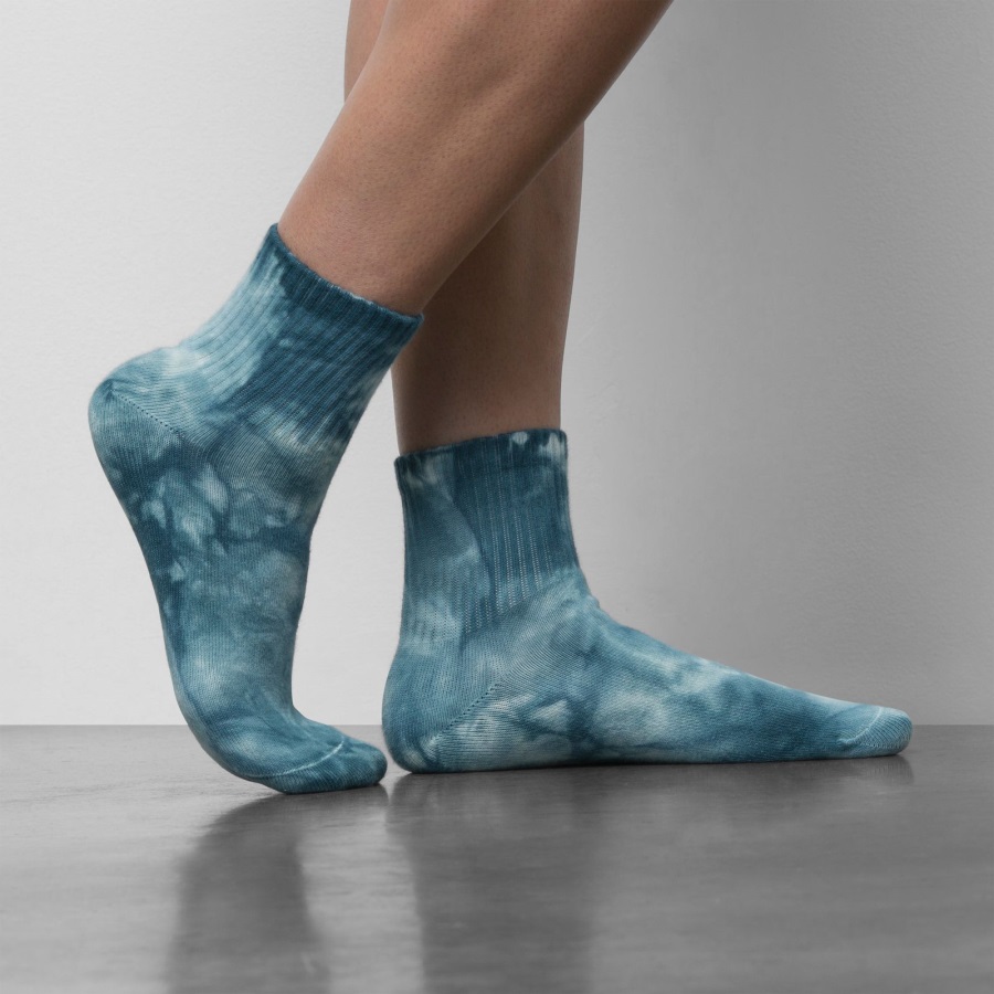 Vans Washed Half Crew Sock 6.5-10 Deep Teal-Marshmallow