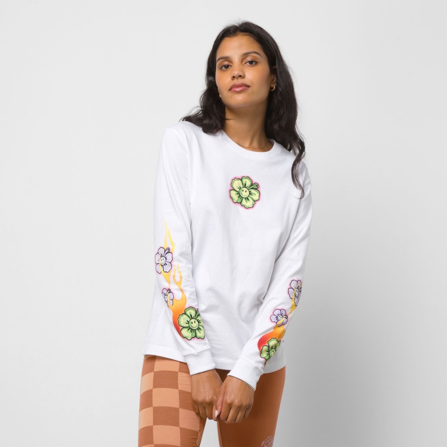 Vans x EM On Holiday Long Sleeve BFF Tee White