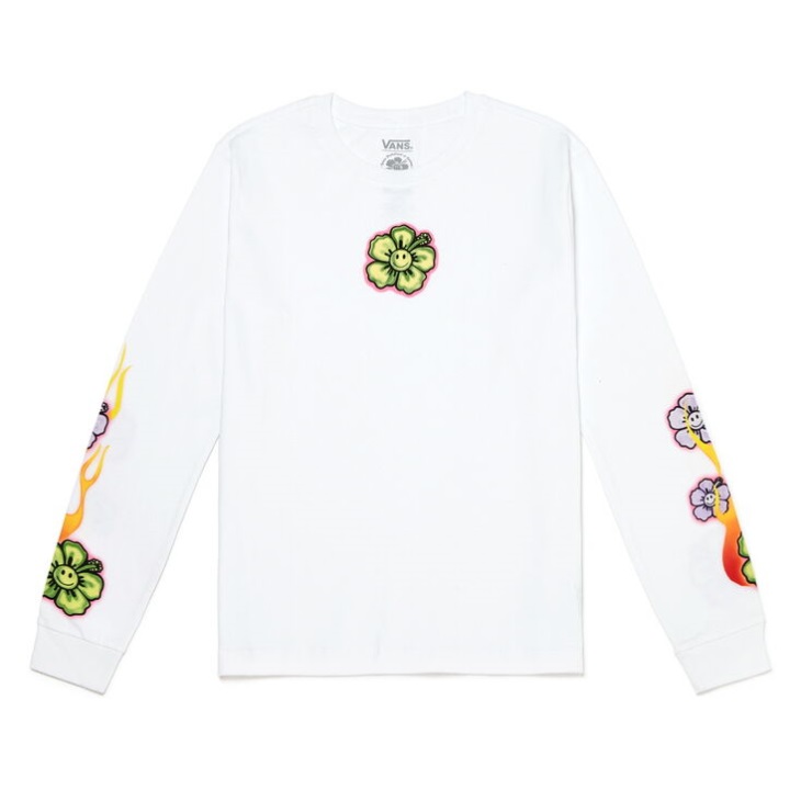 Vans EM On Holiday Long Sleeve Boyfriend Tee White