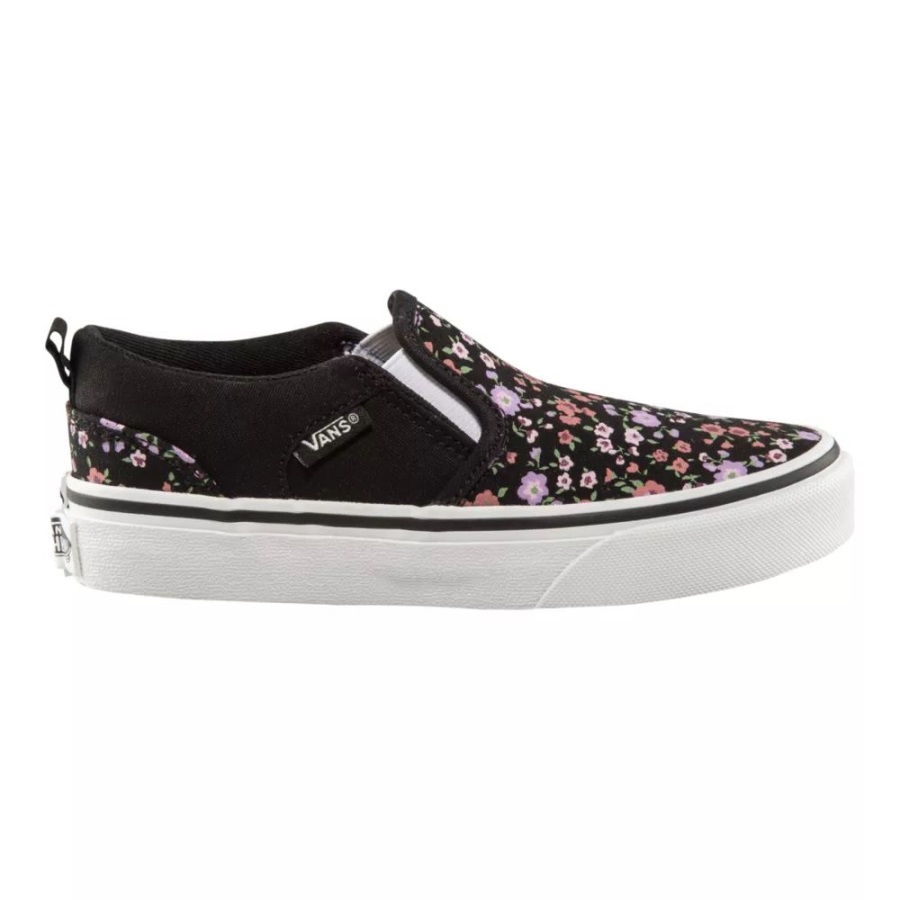 Vans Girls' Grade/Pre-School Asher Ditsy Floral Skate Shoes Ditsy Floral Black-White