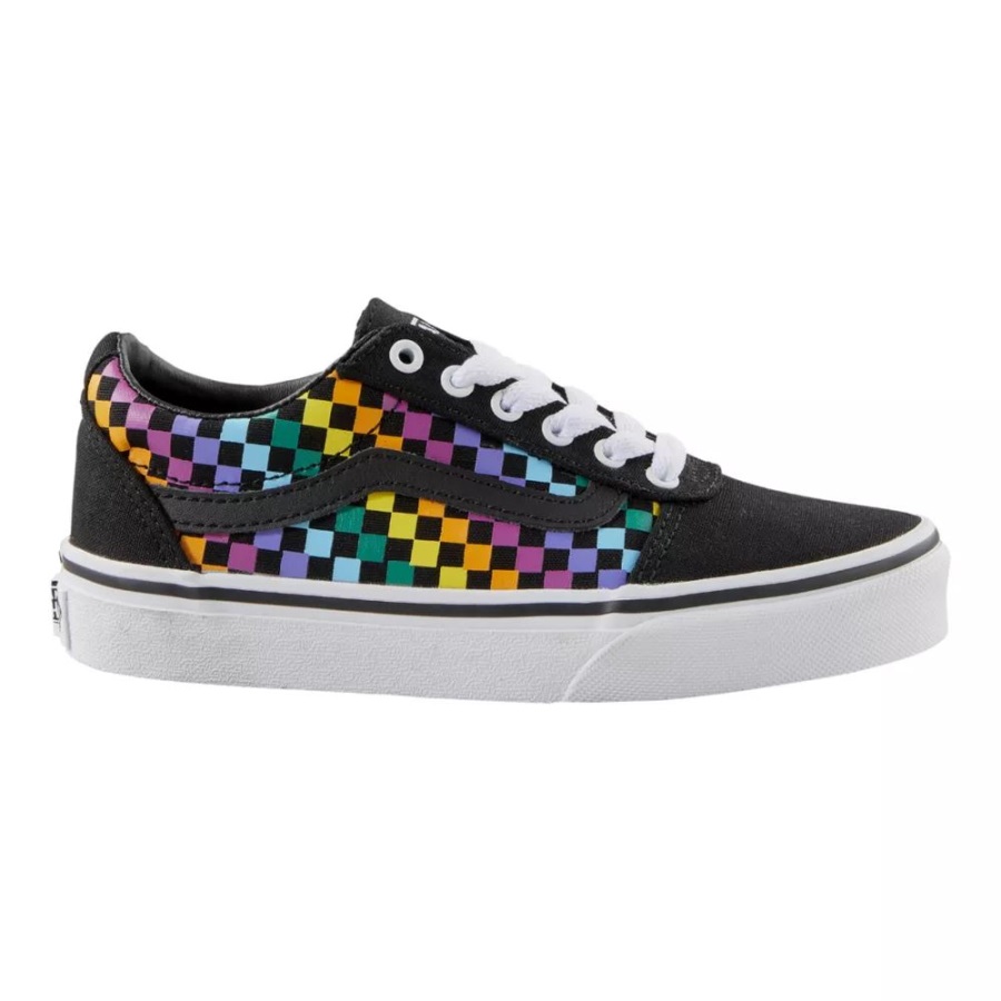 Vans Kids' Pre-School/Grade School Ward Rainbow Check Skate Shoes Sneakers Boys' Rainbow Check-Black-White