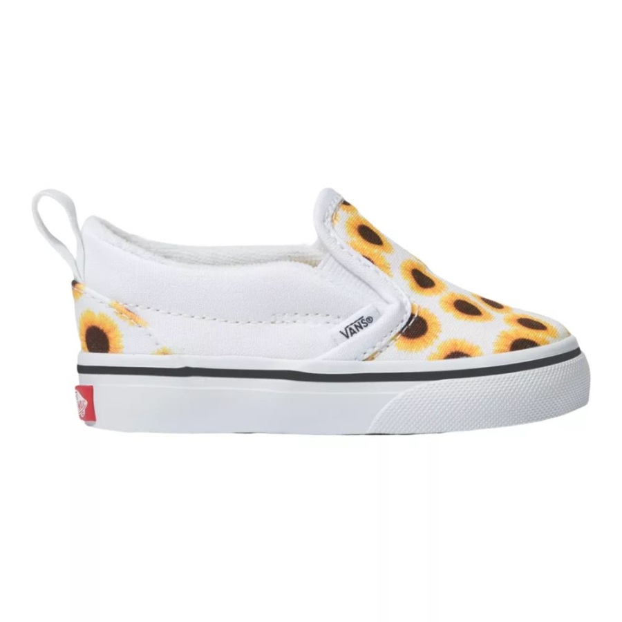 Vans Kids' Toddler V Skate Shoes Sneakers Girls' Slip On Velcro Sunflower Yellow-True White