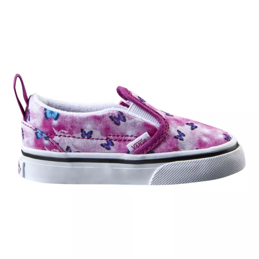 Vans Toddler Girls' Slip On V Skate Shoes Fuchsia Red-True White
