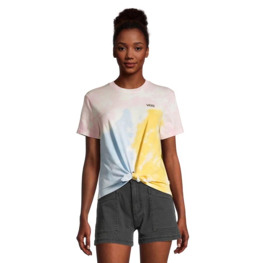 Vans Women's Flying V Tie Dye Knot T Shirt Cradle Pink Tie Dye
