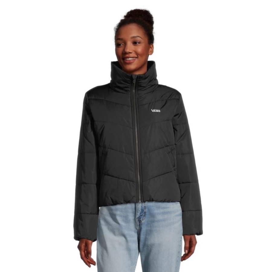 Vans Women's Foundry V Puffer Winter Jacket Short Insulated Synthetic Water Repellent Leopard Spot