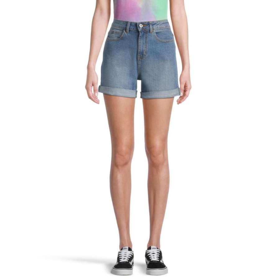 Vans Women's High Rise Roll Cuff Shorts Ocean Washocean Wash