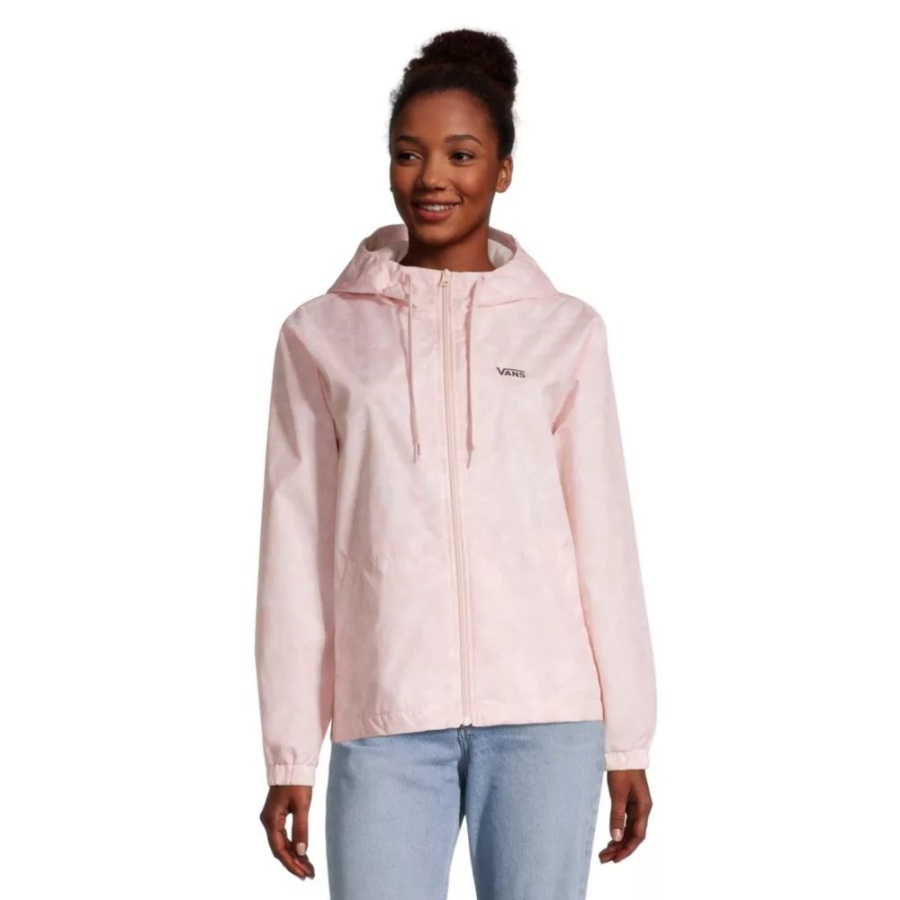 Vans Women's Kick Start Jacket Full Zip Windbreaker Peach Whip