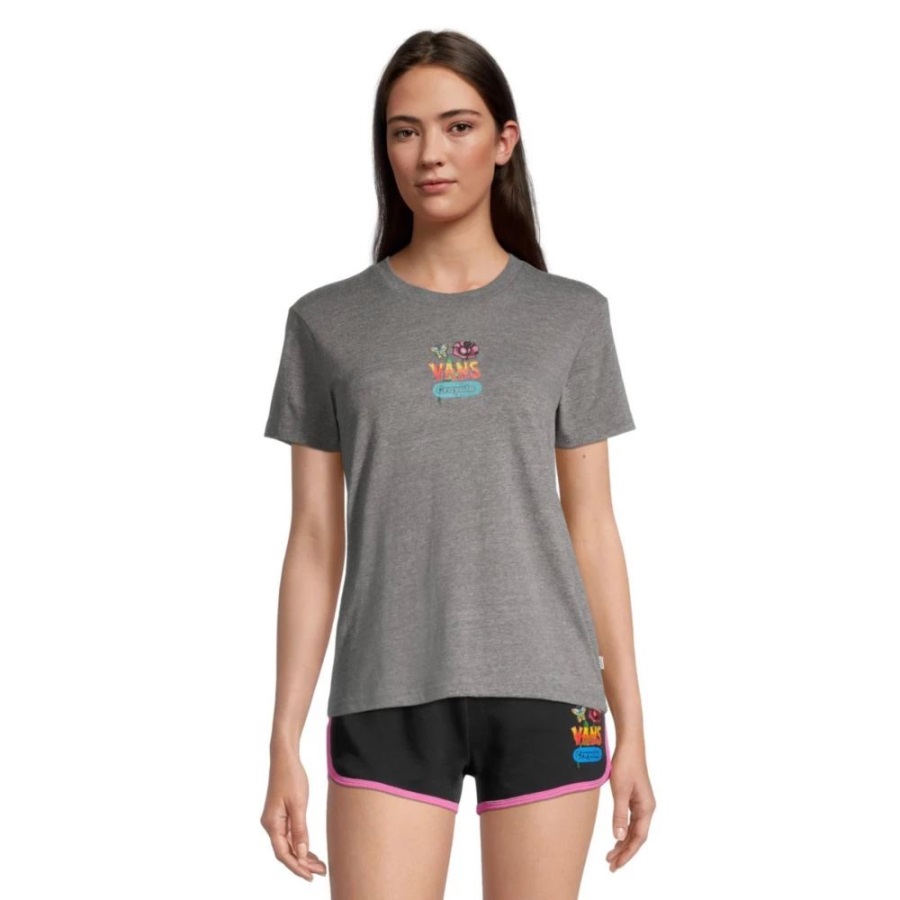 Vans x Crayola Women's Crew Rose T Shirt Grey Heather
