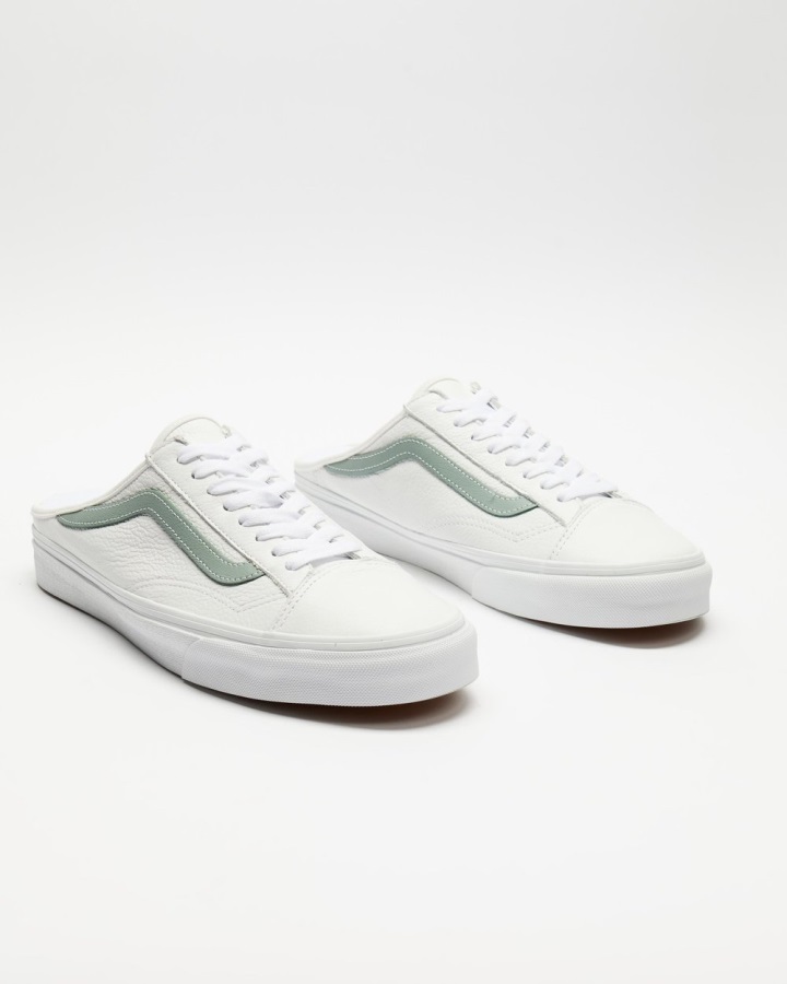 Vans Style 36 Leather Mules - Unisex True White-Green Milieu